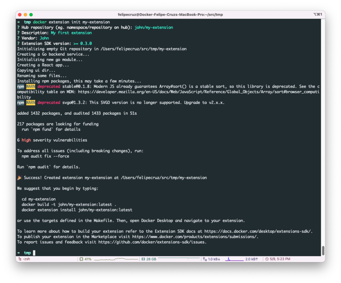 create docker extension cli