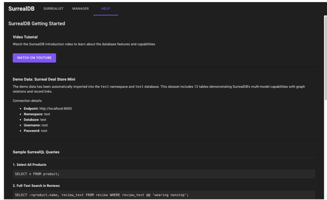 SurrealDB Docker Extension help